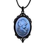 GYRMMUE Gothic Victoria Cameo Necklace Vintage Black Cameo Choker Necklace Gothic Lolita Cameo in Pewter Frame Pendant Necklace Christmas Halloween Birthday Jewelry Gift for Women Girls, Zinc, copper