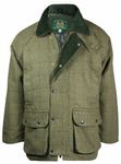 Country Wear New Mens Derby Wool Branded British Made Quilted Waterproof Breathable Tweed Jacket Fishing Coat Hunting Shooting Farming Outerwear (Light Green XL)