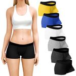 Sexy Basics Women's 6 Pack Modern Active Boy Short Boxer Brief Panties, 6 Pack- Assorted Core Solids, X-Large