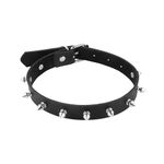 Bohue Black Studded Choker Punk Goth Metal Spike Studded Necklace PU Leather Collar Adjustable Leather Necklace for Women Men