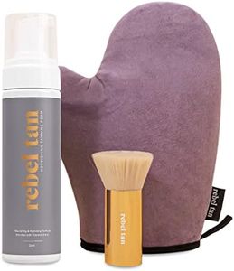 Rebel Tan | Get Your Tan on Bundle | Self Tanner foam enriched with Vitamins A & E, Kakadu Plum Scent, Streak-free Tan, Natural & Organic | Kit Includes 1 x Nourishing Tanning Foam (Dark Shade), 1 x Deluxe Velvet Tanning Mitt , 1 x Vegan Kabuki Brush for Bronze Natural Looking Streak Free Tan