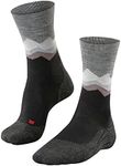 FALKE Men's TK2 Explore Crest Hiking Socks, Merino Wool, Mid Calf, Medium Padding, Max Comfort, Athletic Sock, Black (Black 3003), 10.5-11.5, 1 Pair