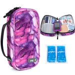 YOUSHARES Diabetic Insulin Pen Case - Insulin Cooler Travel Case with Two Ice Packs, Medical Travel Cooler Bags for Diabetic Supplies (Marble Purple)