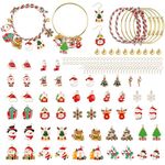 Kalolary 84P 27 Styles Christmas Charms, Christmas Gold Enamel Charms for Jewelry Making with Ear Hooks, Red Rope, Bracelets, Bells for Xmas Necklace Bracelet Earrings Craft Making