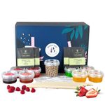 Pink Paradise Fruit Bubble Tea Kit | 4 Different Fruit Tea Flavours | 4 - Popping Boba & Jelly Toppings | Vegan & Gluten free(Serves 4) | Tapioca pearls bubble tea | Green tea bags by Boba Bar London.