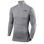 TCA Boys' Pro Performance Compression Base Layer Long Sleeve Top - Mock Neck - Dark Carbon, 10-12 Years