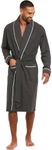 HOLOVE Men’s Cotton Robe Plus Size Bathrobe Lightweight Spa Soft Sleepwear, Iron-gray, Small-Medium