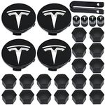 YISIZES Aero Wheel Cap Kit, Tesla Wheel Hub Center Covers Lug Nut Caps for Tesla Model 3, Model Y, Model S, Model X, Silver Logo