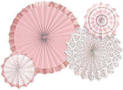 Amscan Hot Stamped Fan, Rose Gold/Blush, 4 Pieces