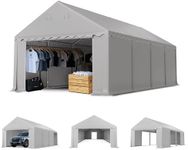 PHI VILLA Portable Garage,13x26 ft Storage Tent Outside Commercial Sheds Carport Party Tents Shelter, Heavy Duty Event Canopy Shelters Waterproof UV Resistant with Rollup Zipper Doors