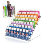 Esluker.Ly 7 Layer Paint Bottle Organizer & Paint Brush Holder, Hobby Paint Display Rack, Acrylic Paint Holder Storage for Craft Paint Acrylic Miniature Painting Set