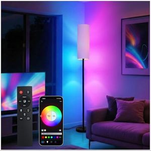 170cm Smart LED Floor Lamp with APP Control & RGB Colors - Dimmable Standing Lamp for Living Room, Bedroom, Gaming - Remote, Timer, 9W Bulb Included
