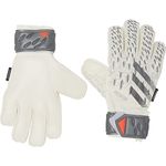 adidas Unisex-Child Match Fingersave Predator Goalie Gloves, White/Grey/Iron Metallic/Solar Red, 7