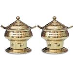 Malabar Stainless Steel Round Golden Chafing Dish with Lid, 6 LTR Capacity | PVD Coated Golden Chafing Dish | Set of Two
