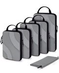 BAGSMART Compression Packing Cubes, 6 Set Travel Packing Cubes for Carry on Suitcases, Compression Suitcase Organizers Bag Set & Travel Storage Bags for Luggage, Packing Organizers Grey