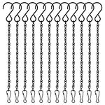 TUPARKA 12 Pack Black Hanging Chains,10Inch Hanging Basket Chains,Garden Plant Hangers Metal Chains with Hooks Clips for Bird Feeders,Wind Chimes,Lanterns,Planters,Decorative Ornaments