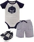 Yoga Sprout Bodysuit, Shorts and Shoes Set, 3 Piece, River Explorer, 12-18 Months