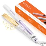 Faszin 2 in 1 Hair Straighteners, Fast Heating Titanium Flat Iron with Negative Ions, 3D Floating Wide Plates for Smooth Styling, 11 Adjustable Temps, Dual Voltage(White)