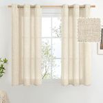 BGment Short Linen Curtains for Kitchen 40 Inch Long 2 Panels, Thick Privacy Light Filtering Window Curtains for Bedroom Basement, Grommet Burlap Cafe Curtains for Small Window, 42 Wide, Natural