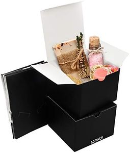 Belle Vous Cajas de Cartón Kraft Negras (Pack de 50) - Medidas 12 x 12 x 9 cm - Caja Kraft de Fácil Ensamblado - Cajas Automontables - Cajitas para Regalos de Fiesta, Cumpleaños, Bodas, Presentes
