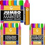 Travel Revealer Dry Erase Markers Bold Vibrant Color 6mm +15mm + 3mm - 3 x 8 Pack Liquid Chalk Markers Reversible Dual Tip
