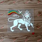 6'' Lion of Judah Decal Sticker Car Vinyl Rasta Rastafari Flag Jamaica Ethiopia White Tricolor sda3