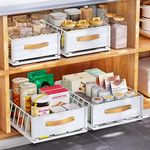 Pull out Cabinet Organizer Fixed with Adhesive Nano Film,Heavy Duty Slide out Pantry Shelves Drawer Storage,Sliding Mesh Cabinet Basket with Handle for Kitchen, Bathroom,Home, 11.8W"X 15.7D"X6.2"H