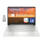 HP 15.6" FHD Laptop, 11th Gen Intel Core i5-1135G7(Beats i7-1165g7), 16GB DDR4 RAM, 1TB PCIe SSD, Intel Iris Xe Graphics, HD Webcam, Stereo Speakers, Windows 11, Silver, 32GB Hotface USB Card