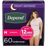 Depend Night Defense Adult Incontinence Underwear for Women, Disposable, Overnight, Medium, Blush, 60 Count