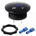 Mini Waterproof Voltmeter with LED Digital Display, Voltage Meter DC 12V-24V Universal for Car/Motorcycle/Truck – Blue