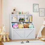 GarveeHome Kids Toy Storage Organizer, Kids Bookshelf and Toy Storage, Toddlers Bookshelf Toy Organizer for Kids Rooms Playroom Bedroom Nursery Daycare, Vintage White