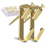 Pointool Picture Hangers Hanging Hooks-100lbs(45kg) Picture Frame Hooks Large Heavy Duty Picture Hooks Kit with Nails for Wall Drywall 20PCS,Gold