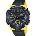 Casio Men's 52.00mm Quartz Watch with Black Analogue - Digital dial and Black Rubber Strap GA-2000-1A9ER