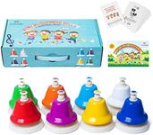 Desk Bells, Rainbow Diatonic Hand Bells for Kids with 17 Songbook & Musical Flash Cards, Toddler Preschool Musical Learning Toys, Boys & Girls Birthday Gift for 3-Year-Old and Over