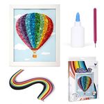 Colours Crafts Complete Quilling Kit - Quilling Materials with Wooden Frame, Template, Printed Background, Ruler, Quilling Tool, Paper Strips, Glue, Guide - DIY Crafts for Adults & Kids - Balloon