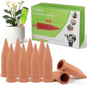 Tcamp 10 Pack Terracotta Watering Spikes, Plant Watering Devices Wine Bottle Automatic Plant Self Watering Spikes for Vacations, Self-Watering Stakes for Indoor Outdoor Plants