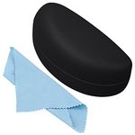 bvya Hard Shell Sunglasses Case with Cleaning Cloth, Leather Extra Large Glasses Case for Oversized Sunglasses and Eyeglasses