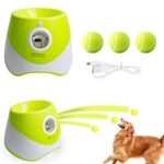 Qpets® Dog Ball Toy, Automatic Dog Ball Launcher Machine with 3 Balls Adjustable Distance 10-30ft, Auto Cat Dog Ball Toy Launcher Machine Indoor Outdoor Use for Large Small Pets - USB Rechargeable