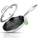 NutriChef, Non Stick Frying Pan, 8", Stainless Steel Pan, Frying Pan with Lid, Always Pan, Frying Pans Nonstick, Kitchen Cookware w/Dakin Etching Non-Stick Coating, Scratch-Resistant