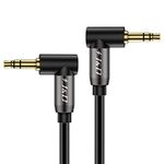 J&D Gold-Plated 3.5mm Stereo Audio Aux Cable 90 Degree Right Angle Compatible for iPhone and Most Phone Devices, Speakers and All Other devices, 4.5 Meter