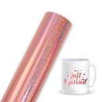 Prime Vinyl Rose Gold Holographic Glitter Vinyl Roll, Permanent Vinyl for Cricut, 12" x 6ft 1 Roll/Pack, Holographic Rainbow Sparkle Adhesive Craft Vinyl for Silhouette Cameo for Crafts, Decal, Signs