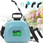 Battery Powered Sprayer 2 Gallon, Upgrade Powerful Electric Sprayer with 3 Mist Nozzles, Rechargeable Handle, Retractable Wand, Garden Sprayer with Adjustable Shoulder Strap for Lawn,Garden,Cleaning