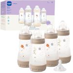 MAM 9oz Easy Start Anti-Colic+ Wide Neck Baby Bottle, Medium Flow Breastfeeding-Like Nipple, Reduces Colic Gas & Reflux, Easy To Clean, BPA Free, 2+ Months, Made In Europe, Bonus Fast Flow Nipple