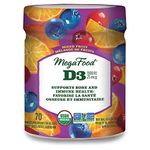 MegaFood Mens Womens Kids Organic Chewable Vitamins D3 1000 IU Immunity Bone Health Gummies | Chewables Multivitamins and Supplements for Womens Mens Adults Kids Gummy Vitamins Drops 1000 | 70 Gummies