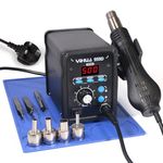 YIHUA 959D Hot Air Rework Station for SMD Soldering 3 Memory Channels with 4 Hot Air Nozzles, Soldering Work Mat, ESD Safe Tweezers(UK Plug)