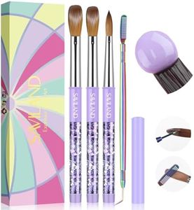 SAVILAND Acrylic Nail Brush Superior Nylon: 3PCS Size 6# 10# 14# Nail Brushes For Acrylic Application Nail Art Extension Carving with Effective Nail Clean Up Brush DIY Home Salon Manicure