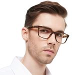 OCCI CHIARI Oversized Mens Reading Glasses Square/Rectangle Readers Glasses for Men Medium Frame Reading Glasses Spring Hinge (Brown, 250)