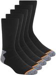 Weatherproof Vintage Men's Outdoor Wool Blend Crew Socks, Black, 5 Pairs, Black, 30