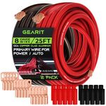 GearIT, 8 Gauge Wire, 15 Lugs, 20 Heat Shrink Wrap, for Automotive, Battery Cable, Amp Kit, Amp, CCA Wire, Wire, Amp Kit, Battery Cables, Amp Wiring Kit, (25 feet Each- Black/Red)