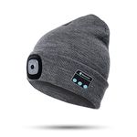 Etsfmoa Unisex Bluetooth Beanie Hat Light,4 LED USB Rechargeable Wireless Headphones Tech Caps,Gifts for Men Father Dad Husband Boyfriend Him Women Teen Boys Grey